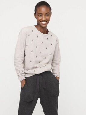 J.Crew Jewel Embellished Sweatshirt Small Heather Gray